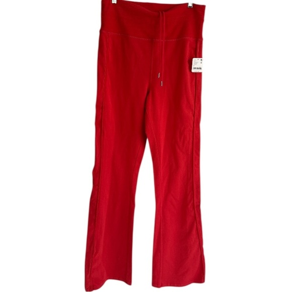 Free People joggers pants victory Red Flared gold over drawstring Large NEW - Picture 1 of 5